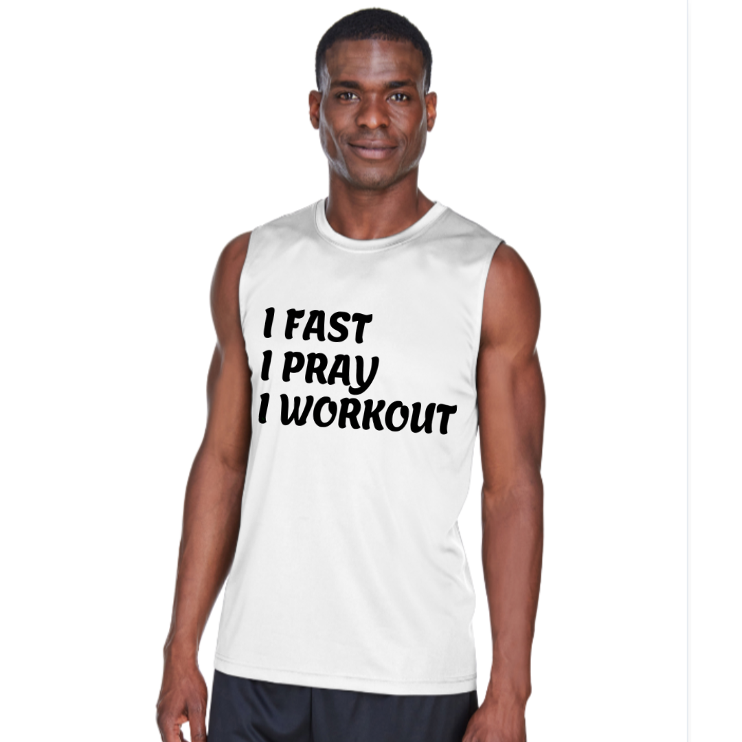 I FAST/ I PRAY/ I WORKOUT - Men's Zone Performance Muscle T-Shirt