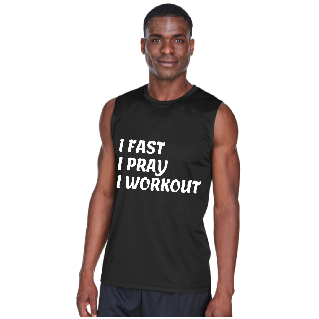 I FAST/ I PRAY/ I WORKOUT - Men's Zone Performance Muscle T-Shirt
