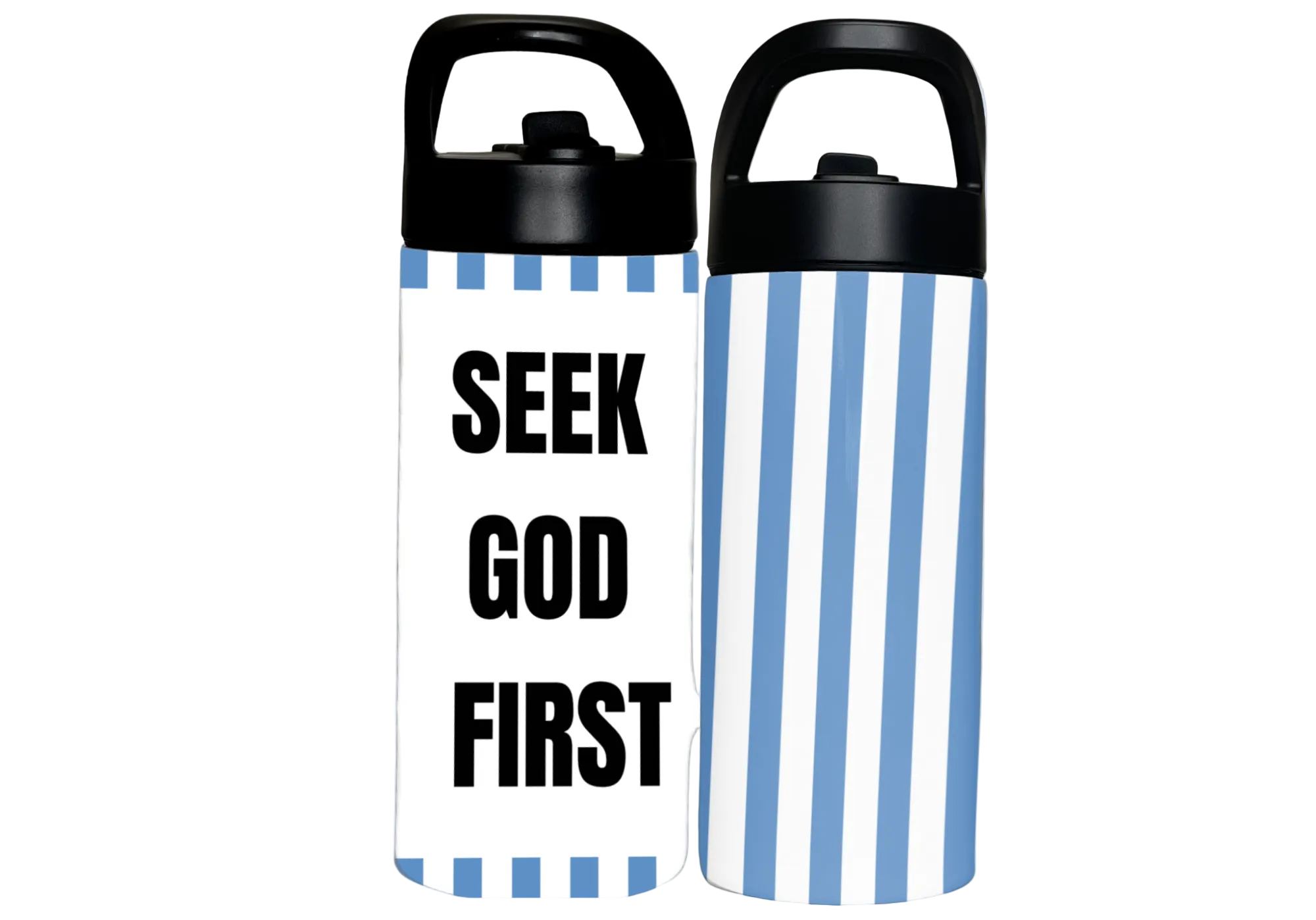 SEEK GOD FIRST Kids Water Bottle 16 OZ White Stainless Steel Vacuum Flask Tumblers Cups with Sippy Up Lid and Straw